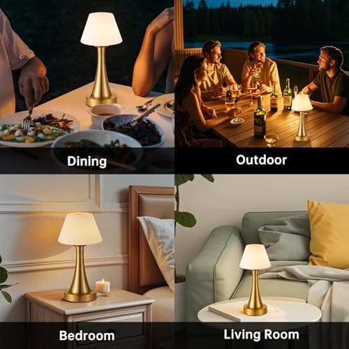 URLIGHTS Waterproof Rechargeable Table Lamp for Shower & Outdoor, Cordless Touch Dimmable Nightstand Lamp with 3 Light Colors, Portable LED Light for Bedroom, Patio, Camping & Bar (Copper) - Thumbnail 6