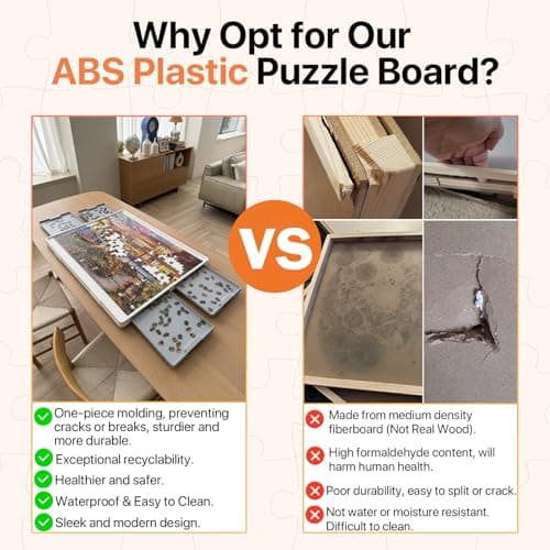 WELGEE 1500 Pieces 2-in-1 Tilting & Rotating Puzzle Board with Drawers and Cover, 35"x27" Portable Spinning Plastic Jigsaw Puzzle Table for Adults, Upgraded Lazy Susan - Thumbnail 4