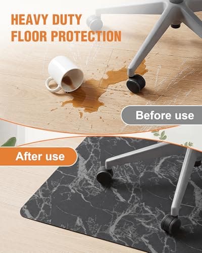 Carvapet Office Chair Mat for Hardwood Floor, 36x48 Inch Heavy Duty Floor Protector, Non Slip Desk Chair Mat for Rolling Computer Gaming Chairs, Easy to Clean Marble Pattern - Thumbnail 3