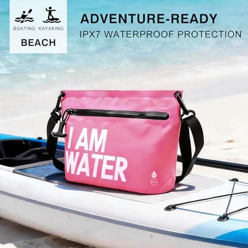 UOEPOWA 6L Water-Resistant Travel Pouch, Splashproof Zipper Toiletry Bag, Lightweight Splash-Resistant Organizer for Beach, Pool, Travel Essentials Pink - Thumbnail 6