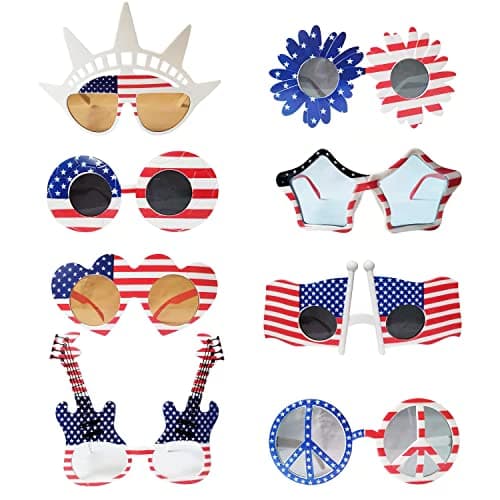 JAKADYUKS American Flag Glasses 8pcs, Fourth 4th of July Party Accessories, USA Veterans Day decoration Memorial Day Patriotic Party Favors, Red White and Blue Photo Booth Props - Image 1