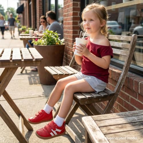 STQ KIDS Toddler Wide Toe Box Barefoot Shoes Girls Boys Sneakers Lightweight Fashion Tennis Shoes Non-Slip Zero Drop Baby First Walking Running Shoe Activities School Red Infant Size 4 - Thumbnail 2