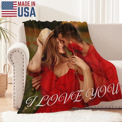 Personalized Love for Couple Girlfriend Boyfriend Birthday Christmas Custom Blanket with Picture Customized Memories Souvenir with Wedding Photos Valentines Day Gift for Wife - Thumbnail 2