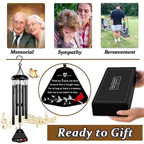 Memorial Wind Chimes,Sympathy Gift for Loss of Mother Father,30inch Sympathy Windchimes for Loss of Loved One,Cardinal Wind Chimes Outdoors Decor - Thumbnail 3