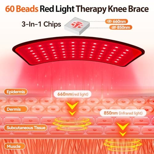 Red Light Therapy Knee Brace with Massage, 3 Vibration Knee Massager with 660nm 850nm Infrared Red Light, 5000mAh Cordless Electric Heated Knee Wrap for Knee Joint Elbow, Gift for Men Women - Thumbnail 2
