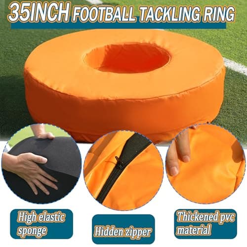 SFNSM Big Football Tackle Wheel 35 Inches, Football Tackle Dummy for Youth, Football Tackling Practice Drills with High Elastic Foam and Waterproof PU Leather for Football Training Equipment - Thumbnail 3