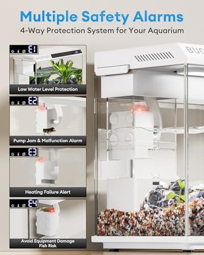 BUCATSTATE 2.6 Gallon Fish Tank, 3 Stage Filtration with Independent Waste Compartment Aquarium, Quiet 3 in 1 Pump, Real-Time Temp Display, 8-Mode LED Light Fish Tank (White) - Thumbnail 4