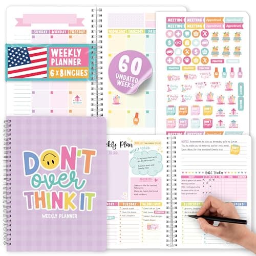 Undated Planner Weekly and Monthly - Spiral Undated Weekly Planner for Kids & Adults, Week Planners Habit Tracker, Goal Planners Notebook for Work, Agenda Planning Notebook - Image 1