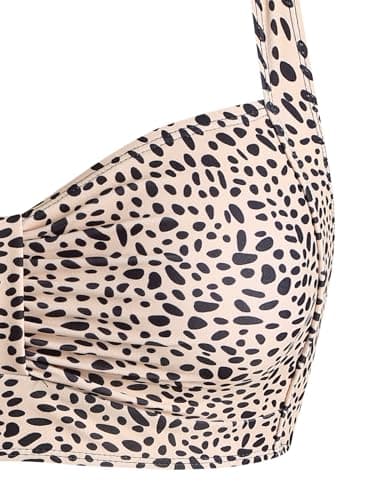 ZAFUL Women Leopard Bikini Top - Supportive Ruched Swim Top Only 2025 Retro Bathing Suit Tops for Large Bust (Leopard XXL) - Thumbnail 5