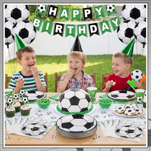 NatNarr 50 Pcs Soccer Plates and Napkins Party Decorations, 7inch Disposable Birthday Party Supplies Soccer Party Favors Sports Plates and Napkins for Sports Theme Birthday Baby Shower - Thumbnail 6