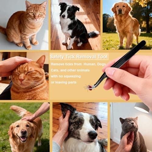 BVQWO Tick Removal Tool,Tick Remover for Dogs,Premium Tick Twister Stainless Steel 3 PCS -Tick Tweezers/Tick Fork/Handy Tin with Case -Safe for Human & Pets (Black) - Thumbnail 5