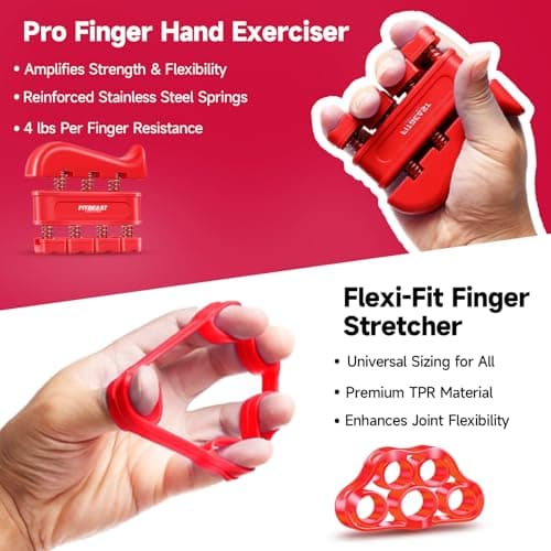 FitBeast Grip Strengthener Forearm Strengthener Hand Grips Strengthener Kit - 5 Pack Adjustable Resistance (Red) - Thumbnail 3