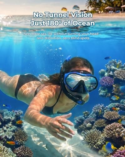 Aegend Snorkel Mask 2Pack for Adults Youth– Anti-Leaking Swim Goggles 180° Panoramic Clear View Anti-Fog Scuba Diving Mask with 1S Underwater Adjustment, Soft Liquid Silicone & No Hair Pulling - Thumbnail 3