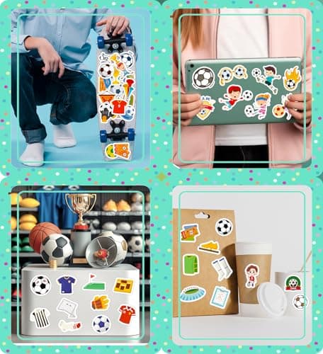 HSHFAMIIY Soccer Stickers - Soccer Party Favors - World Cup Football Stickers, Vinyl Waterproof Sports Stickers Soccer Goodie Bags Stuff Scrapbook Gifts for Boys Girls - Thumbnail 3