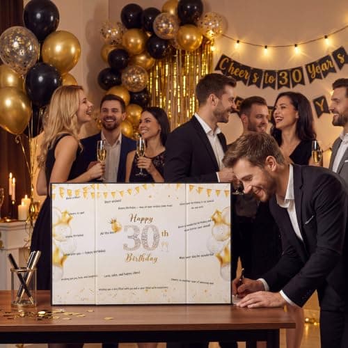WSICSE 30Th Birthday Guest Book Card, Black Gold, 18 x 12 Inch - Thumbnail 6