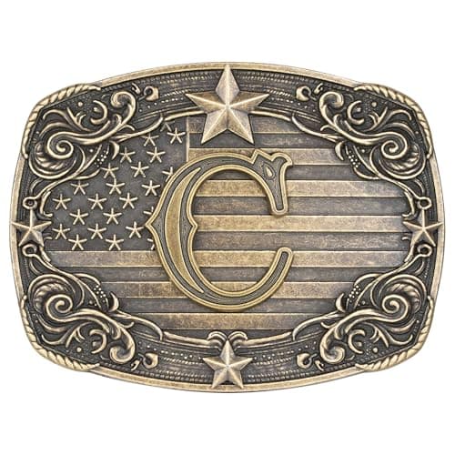Absbolo Western Belt Buckle Men Initial Letter ABCDJRM to Z Rodeo Cowboy Belt Buckles for Women C - Image 1