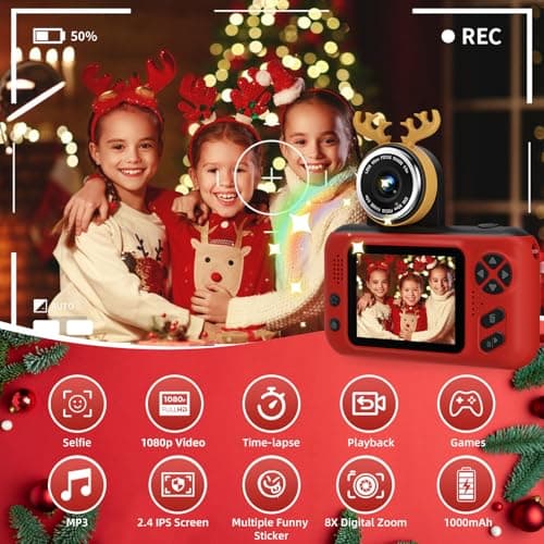 Makolle Kids Camera for Girls, mini Camera for Childrens Age 3-8, Red - Thumbnail 6
