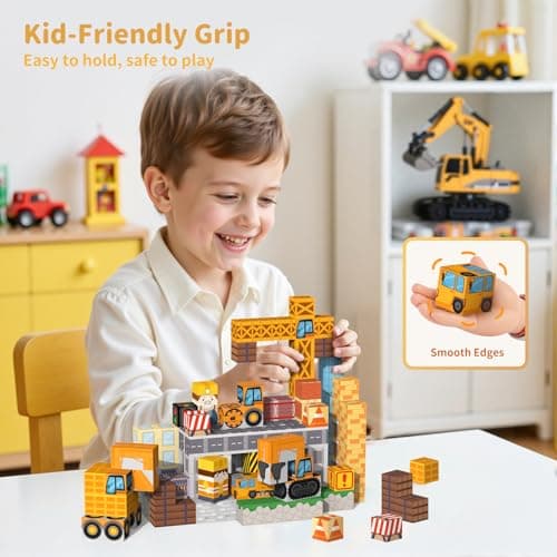 VNLINA Magnetic Blocks Building Toys - 154PCS Magnet Building Blocks Set Construction Cubes STEM Sensory Stacking Kids Toys for Boys Girls - Thumbnail 4