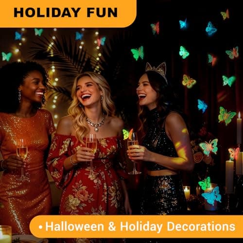 Glow in the Dark Holographic Butterfly Wall Decorations Luminous Color-Changing 3D Butterflies, Multi-Size & Multi-Color, Glowing Wall & Party Decor for Bedroom, Wedding, Garden, Event - Thumbnail 6