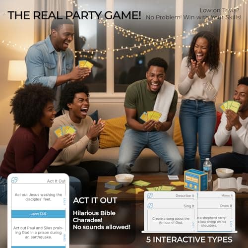 3-in-1 Bible Trivia & Activity Game for Kids & Adults - 300 Cards with Easy & Hard Questions - Fun Sunday School Lesson Bible Study, Family Night & Road Trip - Thumbnail 4