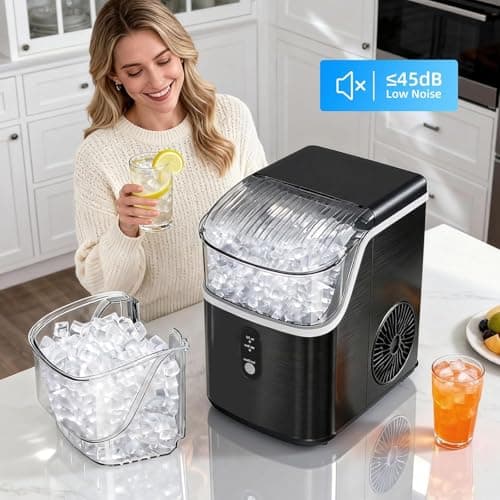 Antarctic Star Countertop Ice Maker with Soft Chewable Pellet Ice, 34lbs/24Hrs, One-Click Operation, Self-Cleaning Portable Peddle Ice Machine with Ice Scoop for Kitchen,Office,Bar,RV - Thumbnail 6