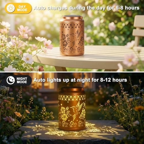 Birthday Gifts for Women Men, Garden Decor Hummingbird Solar Lanterns Outdoor Waterproof, Teacher Appreciation Gifts, Graduation Gifts, Mother Day Gifts for Mom - Thumbnail 4