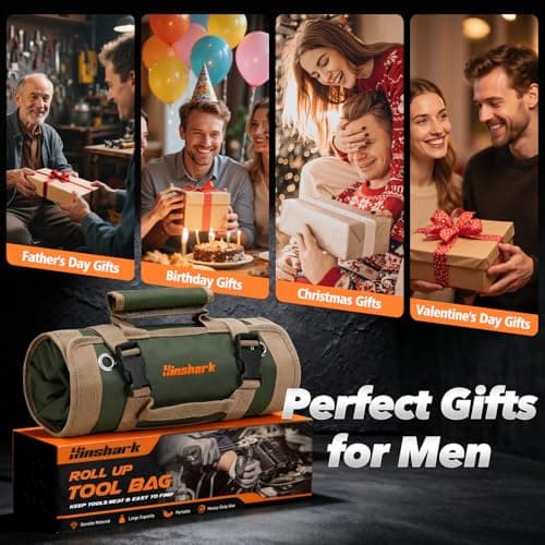 Gifts for Men, Roll Up Tool Bag, Anniversary Birthday Gifts for Men Dad Husband Him Boyfriend, Father Day Gifts for Dad Who Have Everything, Portable Tool Organization for Mechanic Welding Electrician - Thumbnail 2