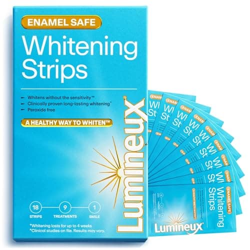 Lumineux Teeth Whitening Strips Kit - 9 Treatments (1 Month) - Peroxide Free - Enamel Safe for Whiter Teeth - Whitening Without The Sensitivity - Dentist Formulated - Sensitivity Free - Image 1