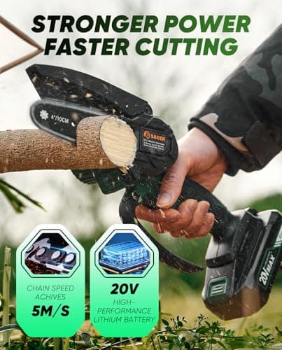 Saker Mini Chainsaw,2026 New Upgrade Electric Chainsaws,Portable Chain Saw Cordless Battery Powered,Small Handheld Chain Saws Pruning Shears Saw for Wood Tree Branches,Courtyard and Garden - Thumbnail 3