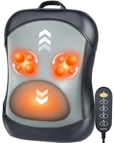 Musugy Back Massager for Pain Relief Deep Tissue : Rolling Up and Down, Not Just 4 Fixed Spots, Lower Back Massager with Heat, Shiatsu Kneading Massage for Office Home Car Use - Image 1