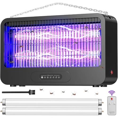Electric Bug Zapper Indoor, Mosquito Zapper with 3500V Powerful Dual Grid & Remote, Fly Zapper Fly Trap Insect Killer for Patio Yard Home Kitchen Camping - Including 2 Replacement Bulbs (Black) - Image 1