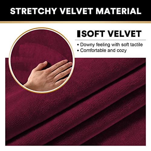 PrinceDeco Velvet Cushion Covers for Sectional Couch, 3 Back Cushion, Burgundy - Thumbnail 3