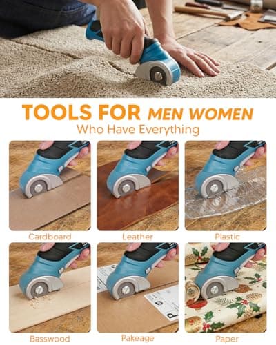 Cardboard Cutter Cordless Electric Scissors - Fathers Day Dad Gifts from Daughter Son, Electric Box Cutter for Cardboard Recycling, Rotary Blade Heavy Duty Carpet Cutting Tools Easter Basket Stuffers - Thumbnail 3