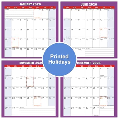 Wall Calendar 2026-32" x 48" Dry Erase Calendar for Wall, 12 Monthly Calendar From Jan to Dec, Reversible, Double Laminated 2026 Wall Calendar, Extra Large Calendar Wall for Home Kitchen Office - Thumbnail 6