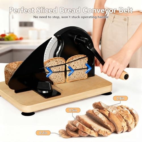 Upgraded Manual Bread Slicer for Homemade Bread with 20 Bags and Acrylic Cover, Adjustable Thickness Bread Cutter, Sourdough Slicer Serrated Blade with Scale Line and Suction Cup for Baguettes - Thumbnail 5