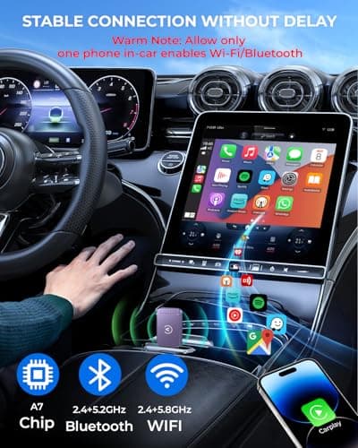 AuroraLink Wireless Carplay & Android Auto Wireless Adapter 2-in-1 Fast & Stable Carplay Wireless Adapter Convert Wired to Wireless Car Play Dongle for iOS 10+/Android 11+ (Purple) - Thumbnail 4