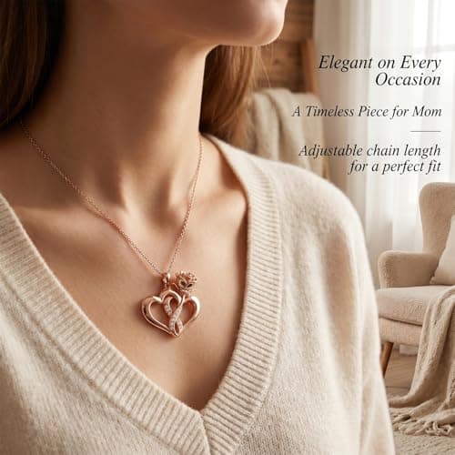 Ediseng 2026 Birthday Gifts for Mom/Wife,Dainty Heart Neckace with Birthday Gift Card,Personalized Mom Gifts from Daughter/Son (rose golden) - Thumbnail 3