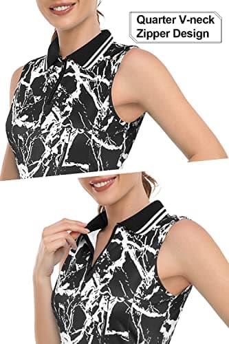 FREEYE Golf Dress with Shorts Underneath, Tennis Dresses with Pocktets Exercise Athletic Sport Tank Dress Top Running Hiking Summer Casual Tank T-Shirts Dresses Black and White Tie-Dye M - Thumbnail 4