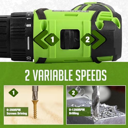 16.8V Cordless Drill, DEGLASERS Electric Power Drill with Battery and Charger, 3/8”Keyless Chuck, 2 Variable Speed, 20+1 Torque Setting for Man/Women Home Use - Thumbnail 5
