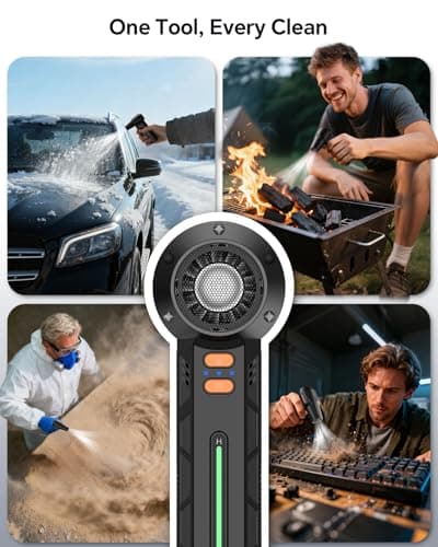 Compressed Air Duster, 300000RPM Powerful Electric Air Duster Rechargeable with LED Light and Brushless Motor, 4-Gear Cordless Mini Air Blower for Keyboard, Computers, Car, Outdoors (Black) - Thumbnail 4