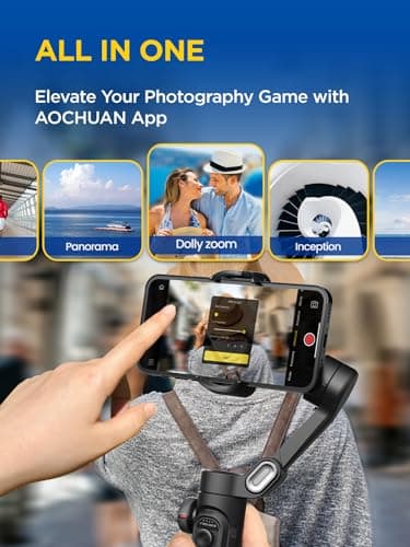 AOCHUAN Gimbal Stabilizer for iPhone Gimbal, Smartphone w/Focus Wheel Face/Object Tracking for iPhone 17 16 15 Pro Max/Android Foldable 3-Axis Handheld Phone Stabilizer for Video Recording -Smart XE - Thumbnail 5