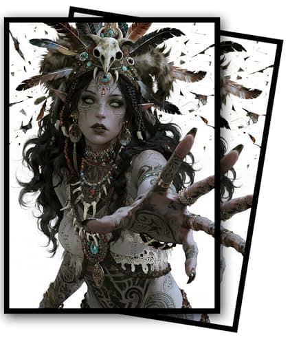 MTG Card Sleeves, Ultra Clear Front & Matte Finish Back, 100 Count Standard Size Matte Art Sleeve for Magic The Gathering (Witch)