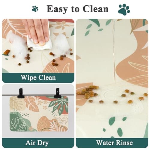 Topotdor Boho Dog Food Mat - Absorbent Quick-Dry Cat Bowl Mat for Food and Water, Non-Slip Pet Feeding Placemat for Messy Drinkers Dog Accessories Pet Supplies, 12"x20", Red - Thumbnail 4