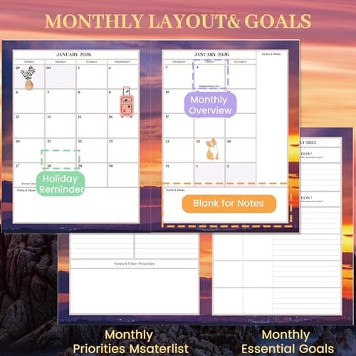 CAGIE 15 Month Planner Oct 2025-Dec 2026 Hourly Daily 2025-2026 Weekly Monthly Planners for Women 25-26 Day Hardcover Calendar Agenda with Stickers, 8.5 x 11 - Thumbnail 4