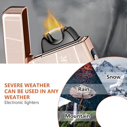 GADATOP Vintage Lighter Rechargeable Arc Flame Cool Design Electric Lighters with LED Battery Indicator and Packaging Box for Camping Hiking Travel Essentials (Charcoal) - Thumbnail 3