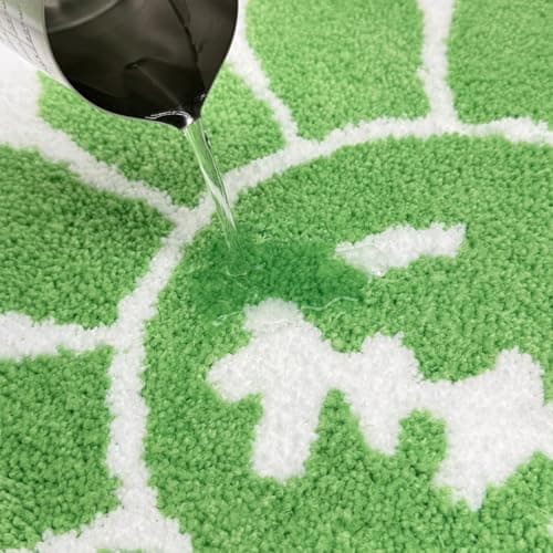 Shovagy Trippy Happy Face Rug Easter Bathroom Rugs Spring St. Patrick’s Day Decor Carpet Tufted Quick Dry Non Slip Bath Mats Water Absorbent 3.3FT Sage Green Bathroom Rugs - Thumbnail 4
