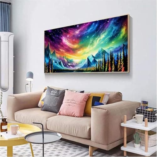 ijbnhd 5D Large Diamond Painting Kits for Adults, 5D Mountain Extra Large Diamond Art Kits, Full Drill Crystal Rhinestone Aurora Gem Art Home Wall Decor Gift(28X 16inch) - Thumbnail 4