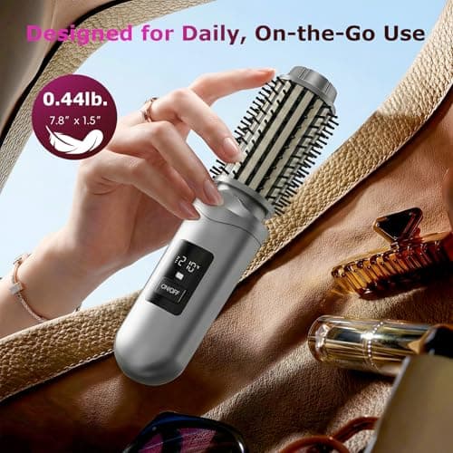 Cordless Hair Straightener Brush, Mini Hair Curling Iron Brush with 3 Temprature Controls, Anti-Scald Rechargeable Hair Curler with LCD Display, Anti-Frizz, Fast Heating for Styling & Travel - Thumbnail 6