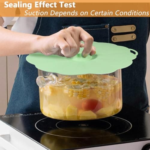 Silicone Lids for Food Storage – Set of 5 Food Grade Covers with 5 Hooks for Pots and Pans Cooking, Reusable Kitchen Heat-Resistant Tops for Containers, Microwave Splatter Cover(Colorful) - Thumbnail 5