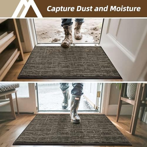 COSY HOMEER-Door-Mat,Dirt Trapper Entryway Rugs 24"x36" Non Slip Washable Entrance Mats,Absorbent Welcome Mat,Low Profile Dog Door Mats for Front Back Doomats and Wet Shoes,Light Brown - Thumbnail 3